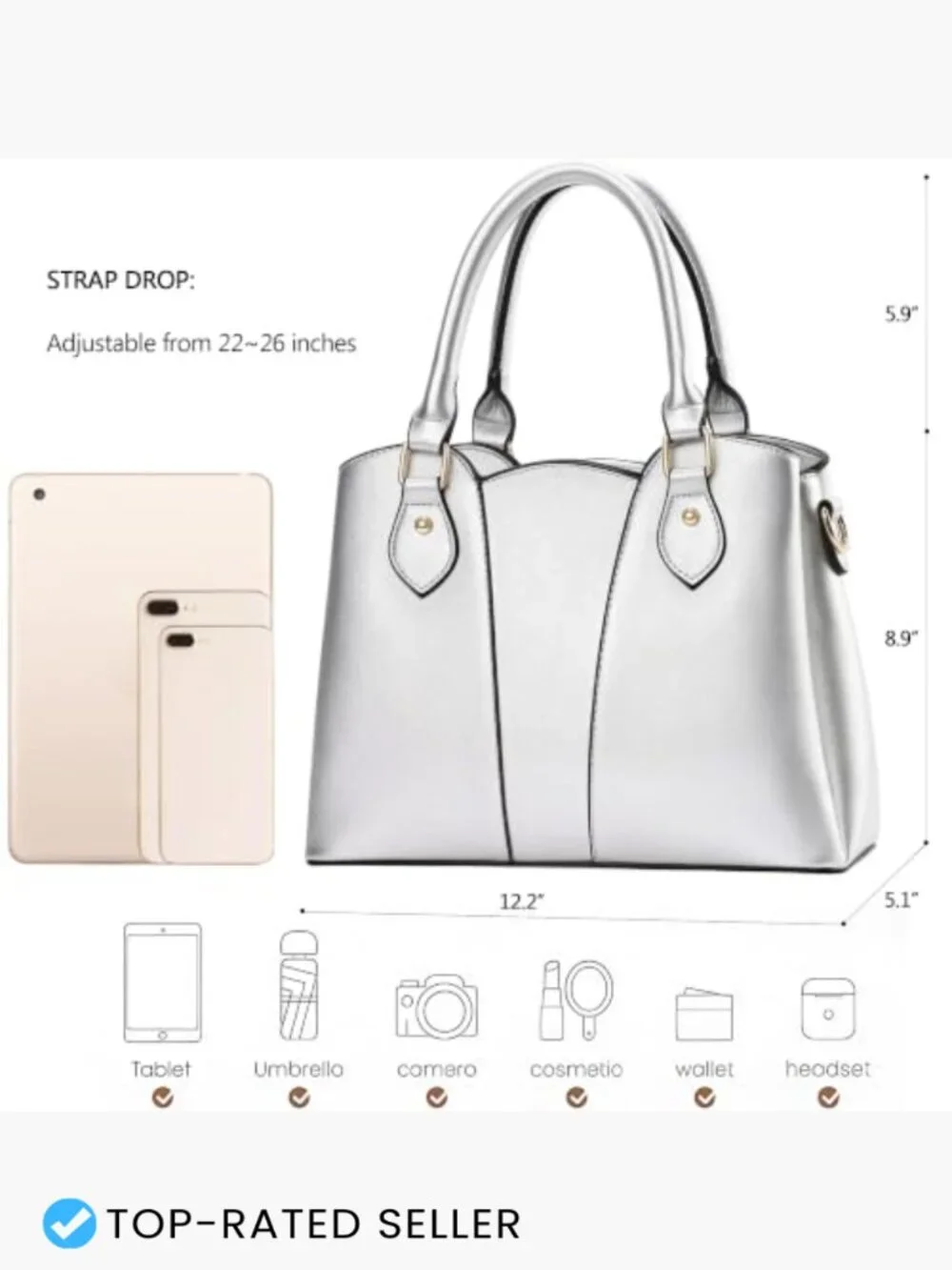 Vegan Leather Crossbody Purse Women's Tote Handbag Satchel Zippered Top Handle
